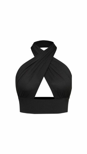 Haut cropped noir croisé