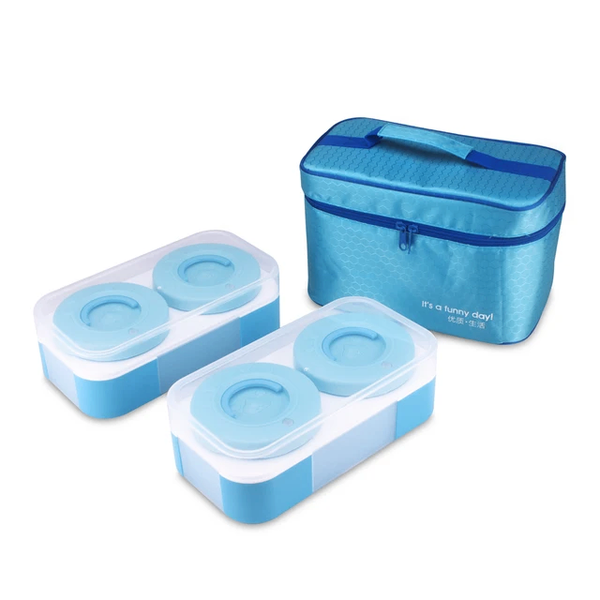 4 Round Lunch Bowls with Bag