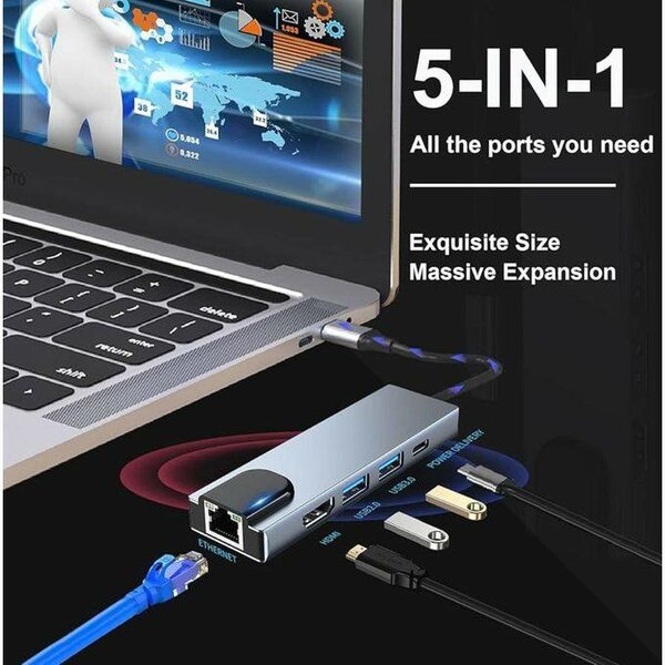 Hub USB 5 en 1 avec Ethernet