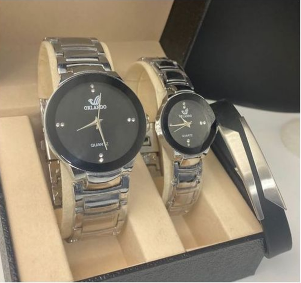Orlando Cadeau Saint Valentin Montre Homme Fond Noir + Bracelet Offert