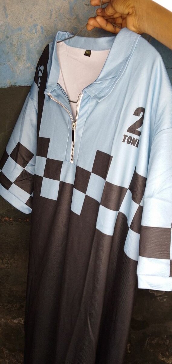 Polo rayée unisexe à zip