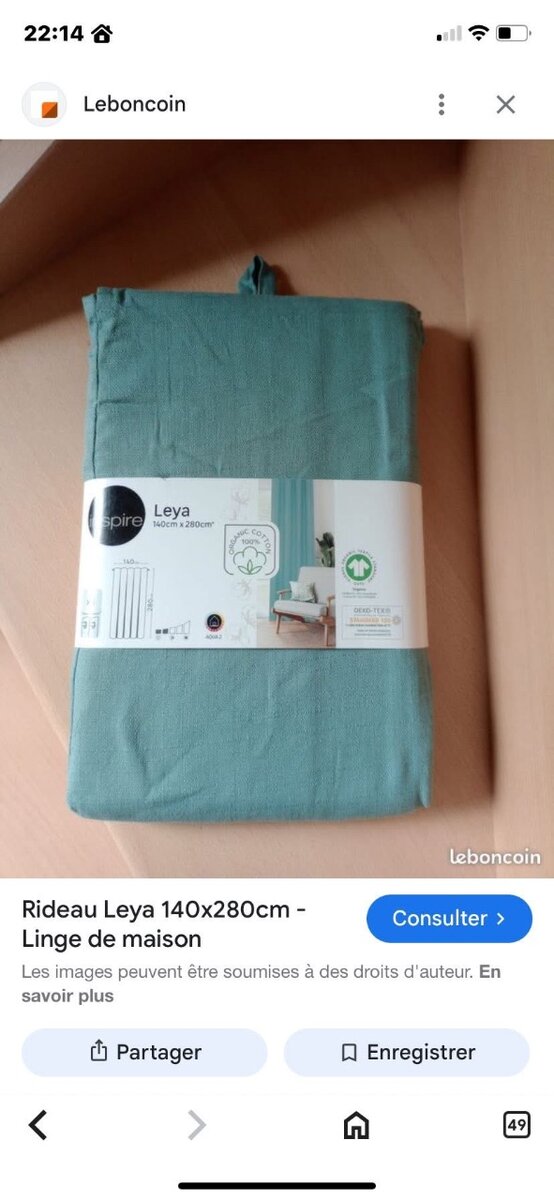 Rideau Leya Vert 140x280cm