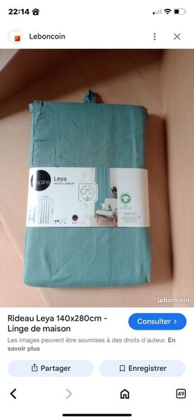 Rideau Leya Vert 140x280cm
