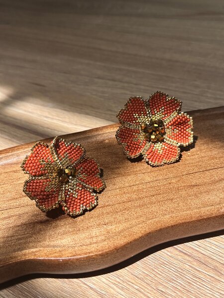 Boucles d'oreilles fleur perlée