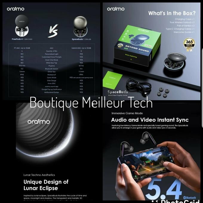 Oraimo Oraimo Écouteurs Bluetooth SpaceBuds Réduction Bruit