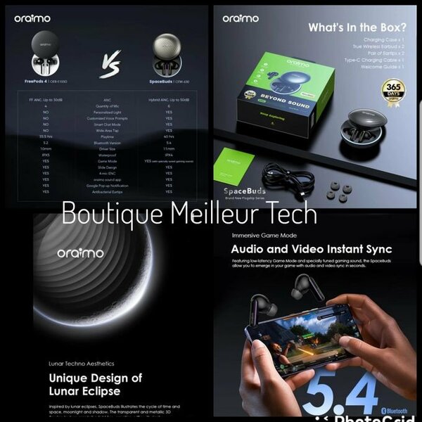 Oraimo Oraimo Écouteurs Bluetooth SpaceBuds Réduction Bruit