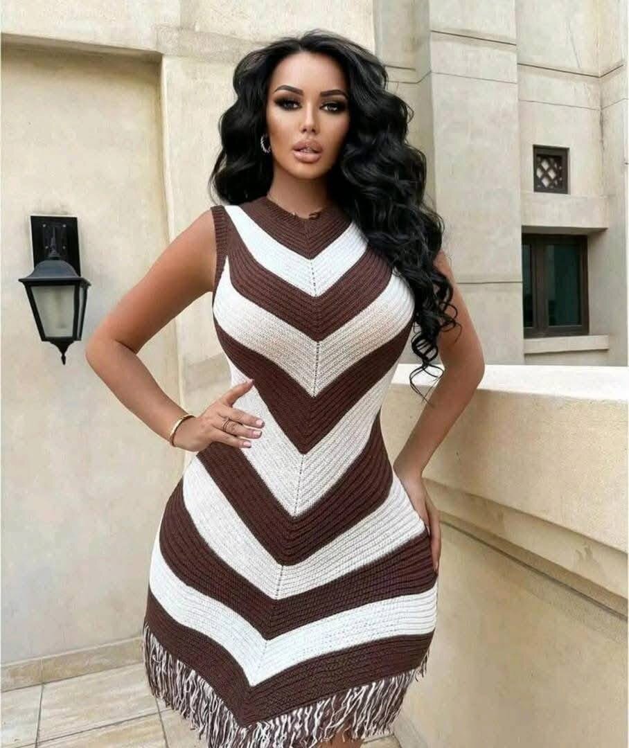 Robe Femme Tricot Chevron