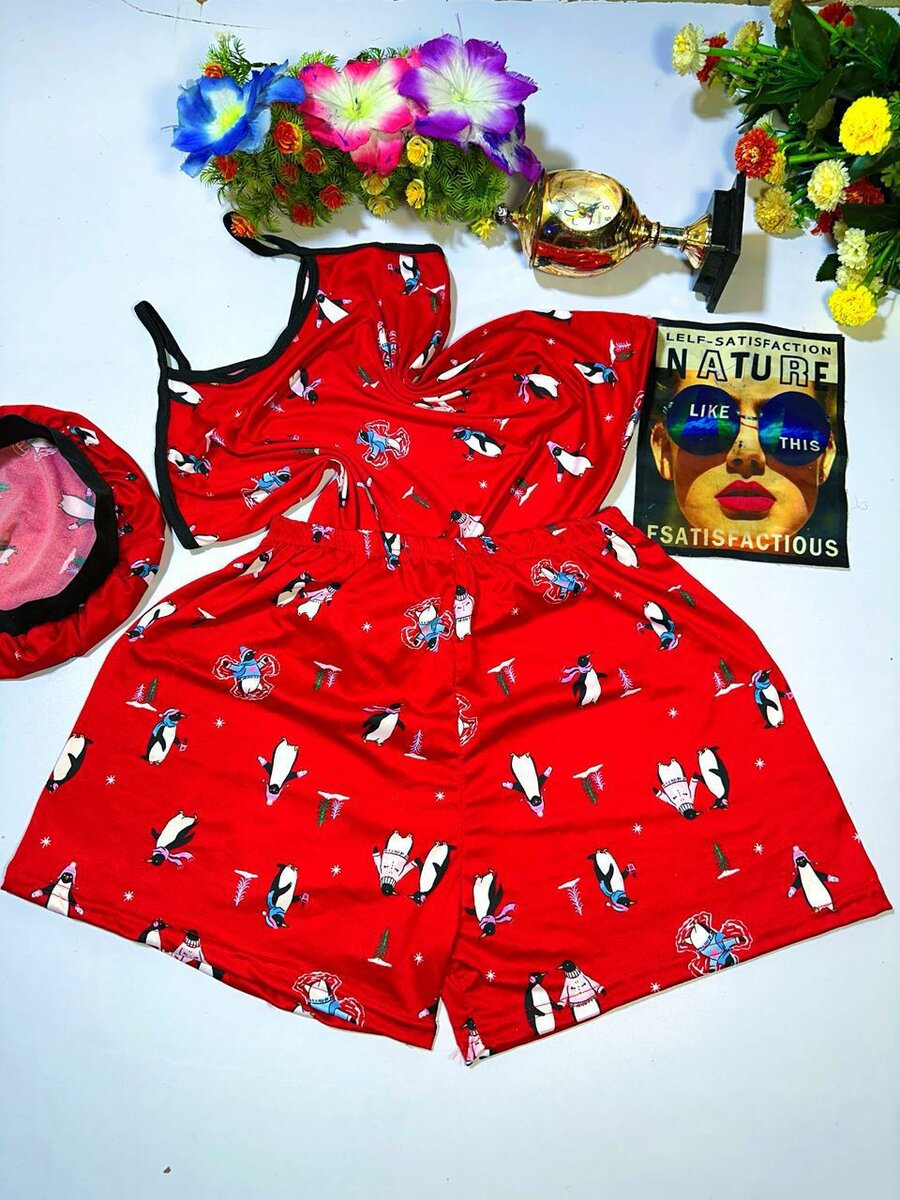 Pyjama set imprimé floral et damier