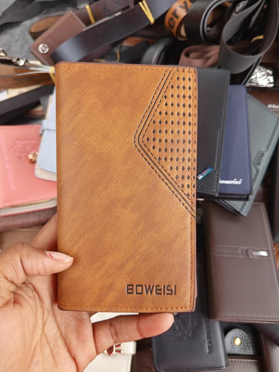 Portefeuille en cuir marron Boweisi