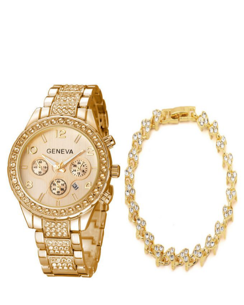 Montre quartz or diamant