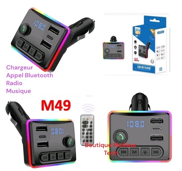 Chargeur Voiture M49 - Kit voiture Lecteur Bleutooth Appel