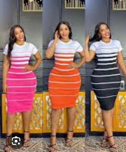 Robe Midi Rayée Femme Élégante
