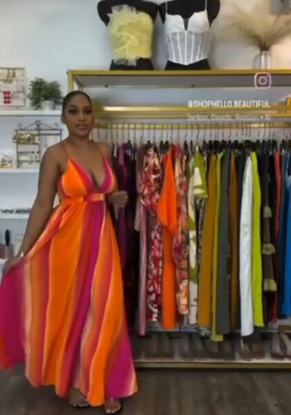 Robe longue fluide colorée