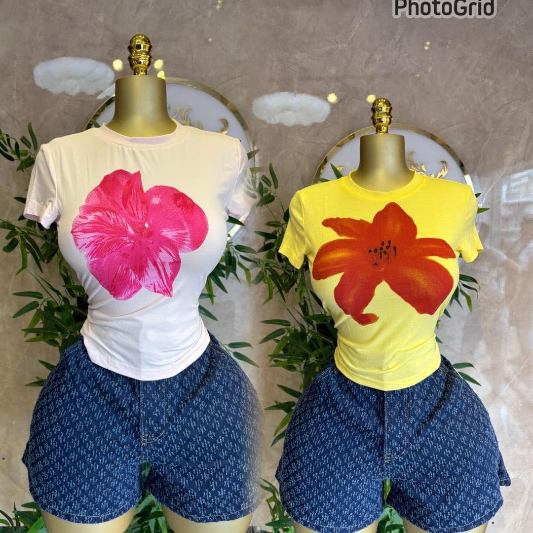 ShortT-shirt fleurie femme été