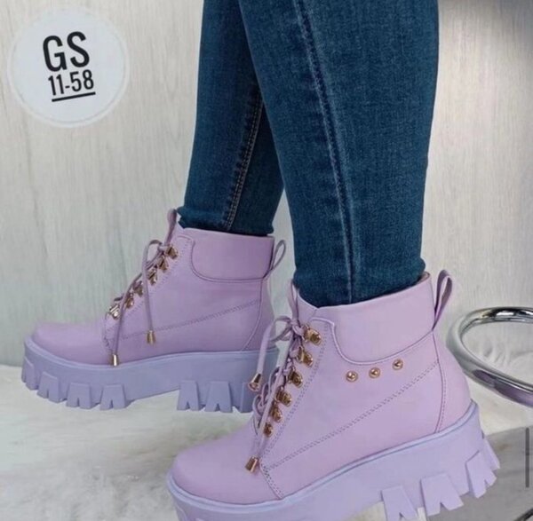 Winter Ankle Boots Fashion Purple Platform Chelsea Shoes