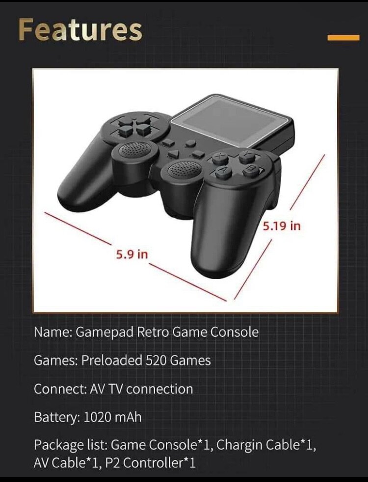 Console de jeu portable 8 bits 520 en 1 rétro classique -Écr