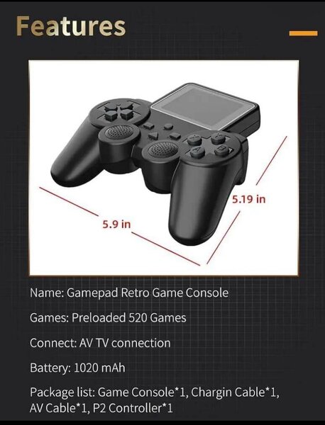 Console de jeu portable 8 bits 520 en 1 rétro classique -Écr