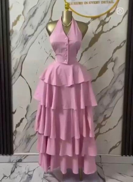 Elegant Pink Layered Dress