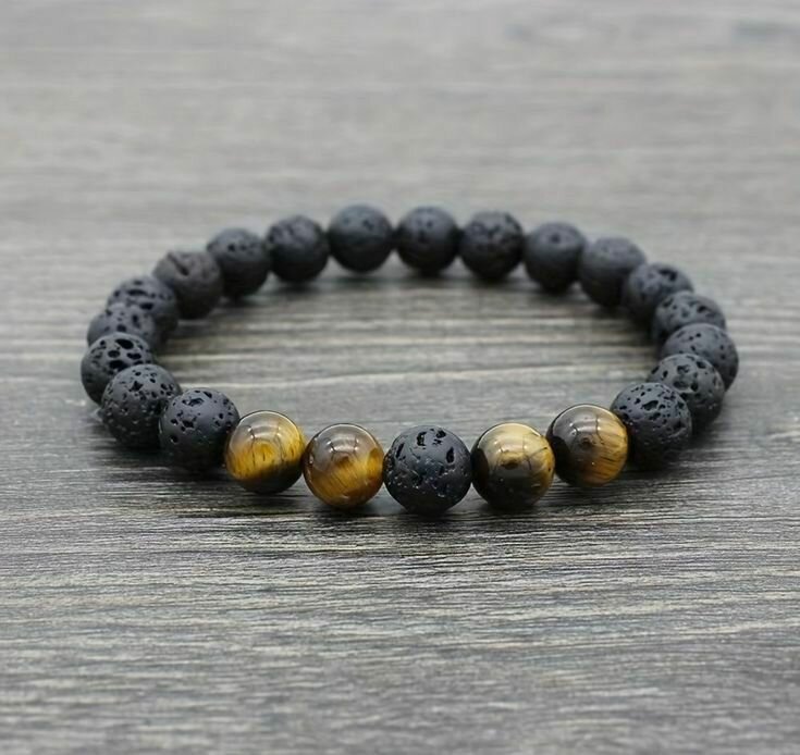 Bracelet œil de Tigre + pierre de lave