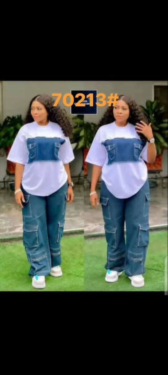 T-shirt blanche avec denim