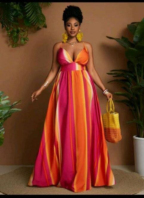 Robe Maxi Longue Colorée Évasée