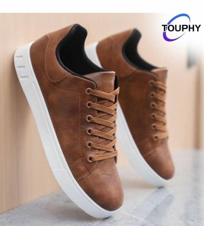 Baskets en cuir marron