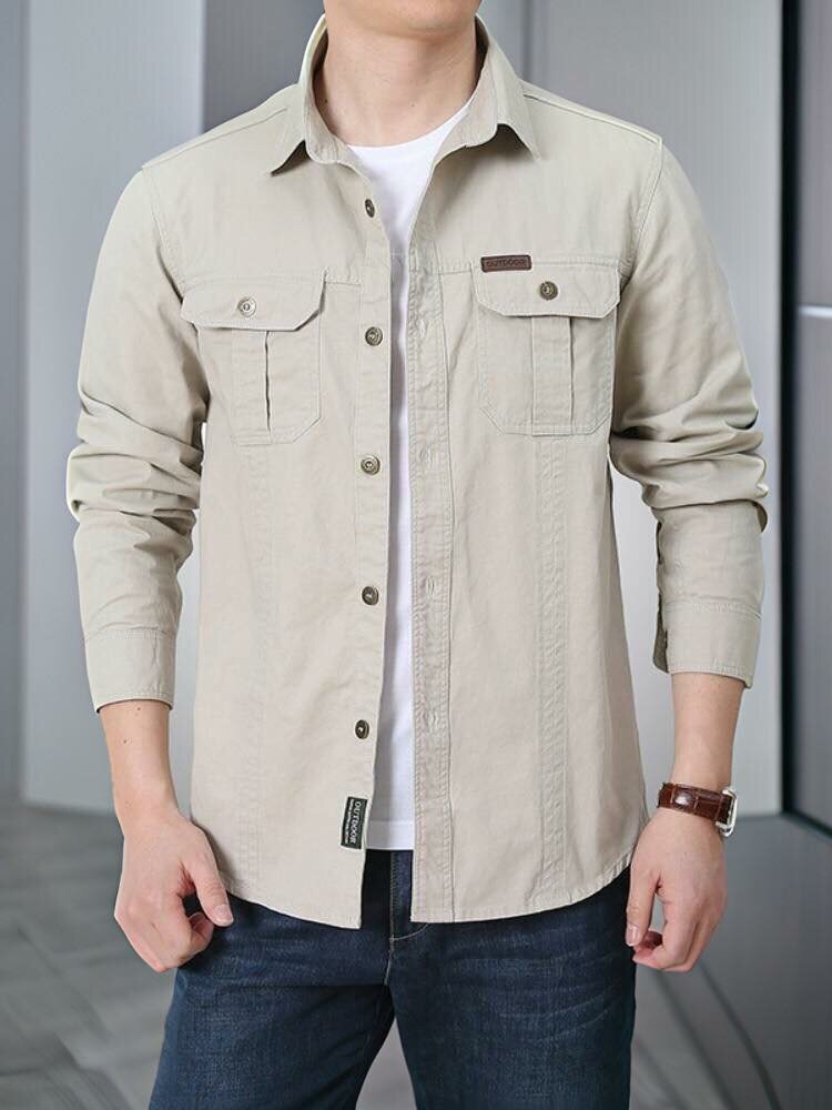Chemise homme beige-gris