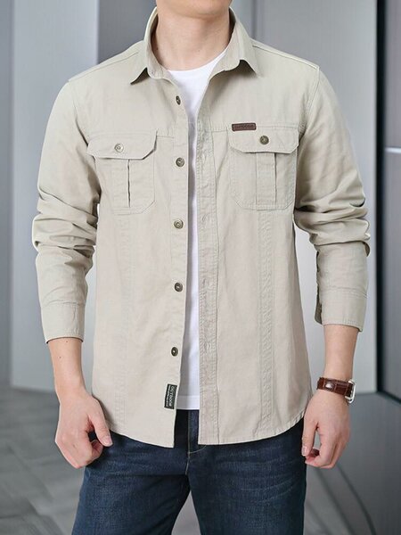 Chemise homme beige-gris