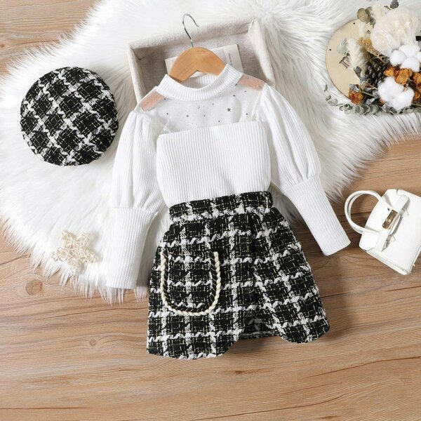 Ensemble fille élégant tweed