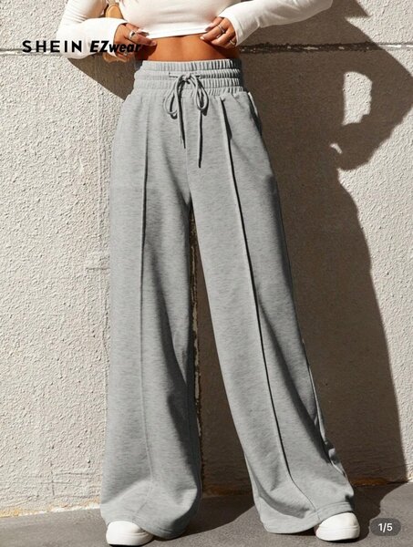 Joggings large en coton gris