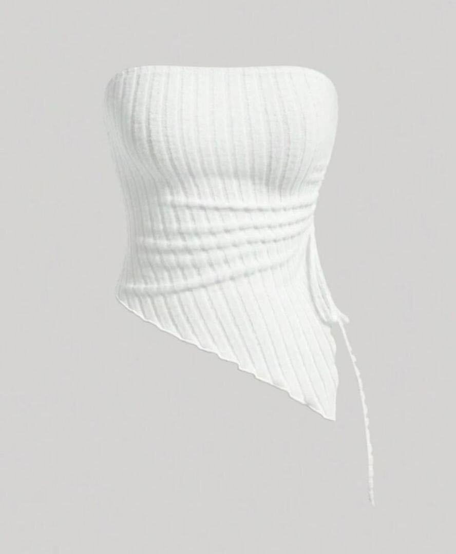 Top asymétrique côtelé blanc