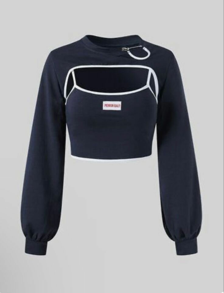Crop top noir à manches longues