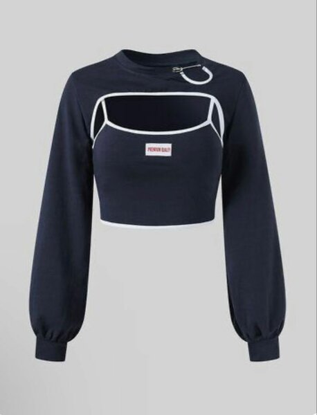 Crop top noir à manches longues