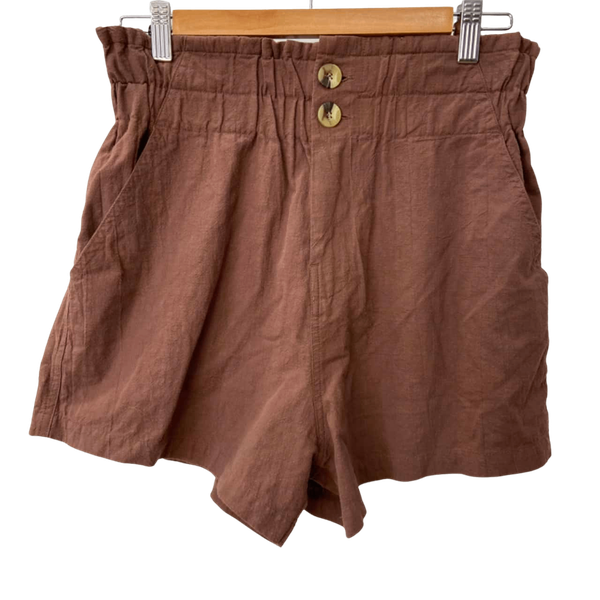 Shorts taille haute marron