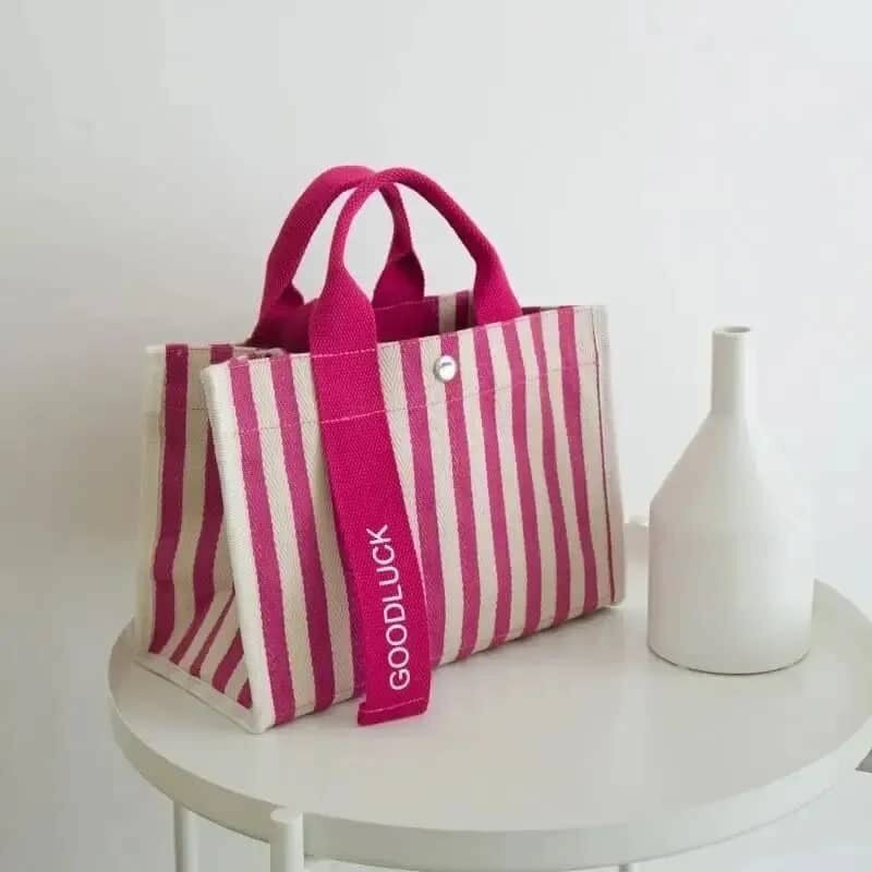 Sac cabas rayé en toile