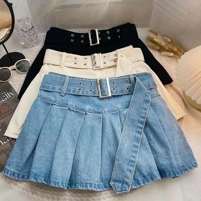 Seamless leather and jeans skirts
