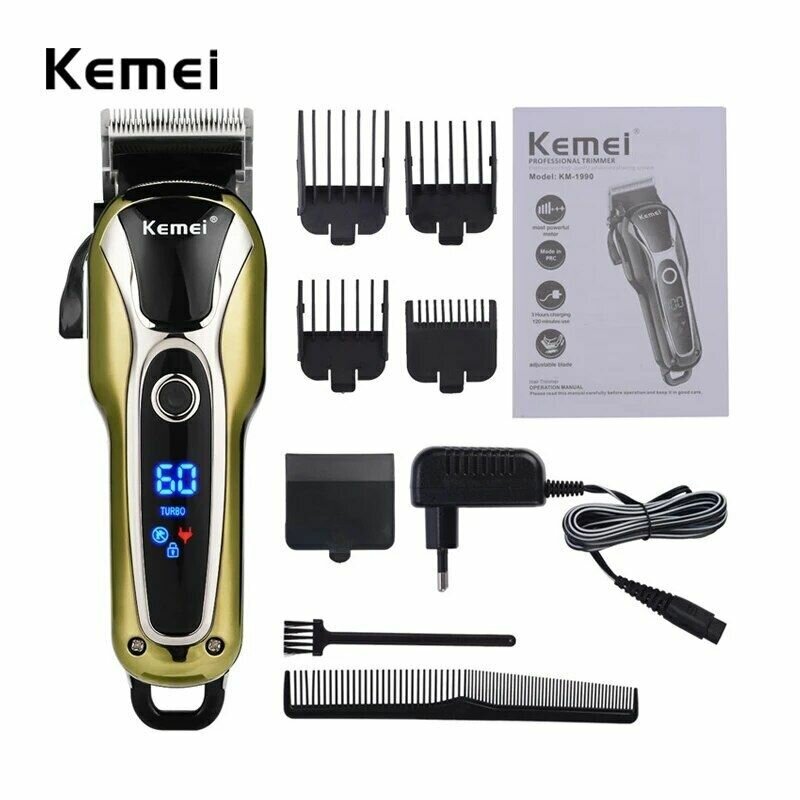 Kemei Tondeuse Electrique Rechargeable KM-1990 Cheveux Et Ba