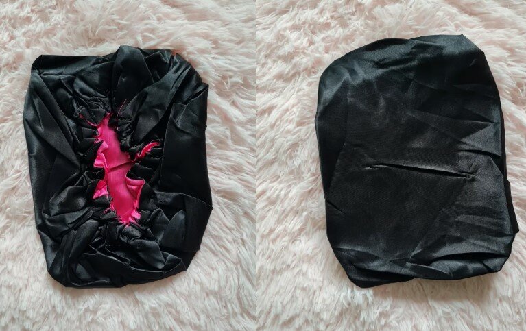 Bonnet en satin grande taille noir