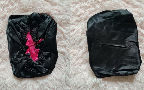 Bonnet en satin grande taille noir