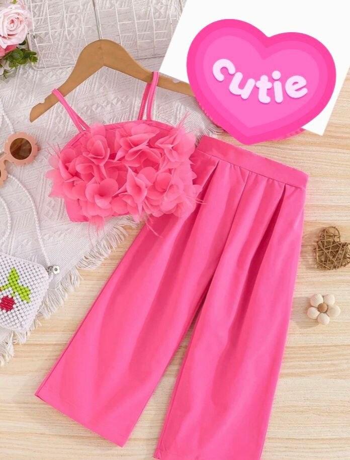 Ensemble fille rose élégant