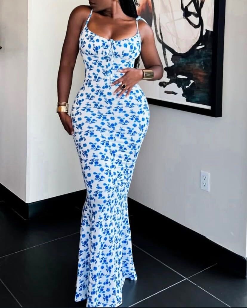 Robe sirène florale femme