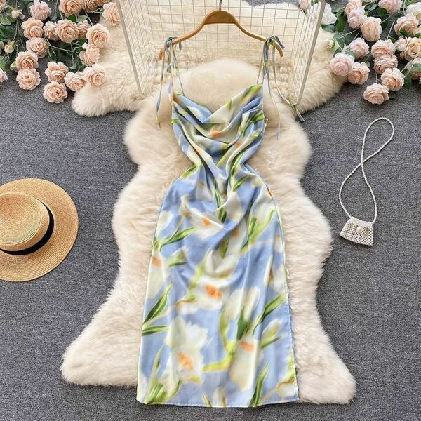 Seaside Holiday Floral Slip Dress