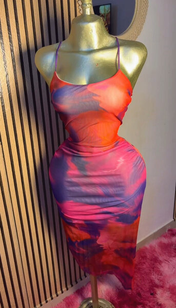 Robe Midi Évasée Multicolore