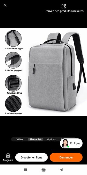 Sac à dos antivol USB