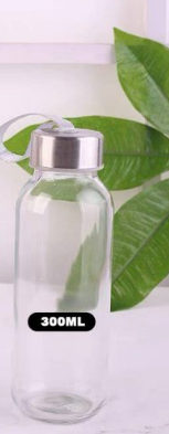 Clear Soda Lime Glass Water Bottle with Strap Handle