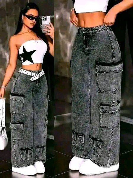 Jeans cargo femme style urbain