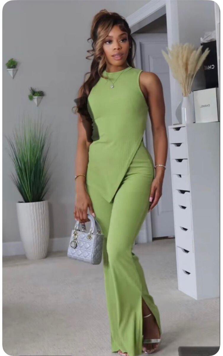 Combinaison élégante verte femme
