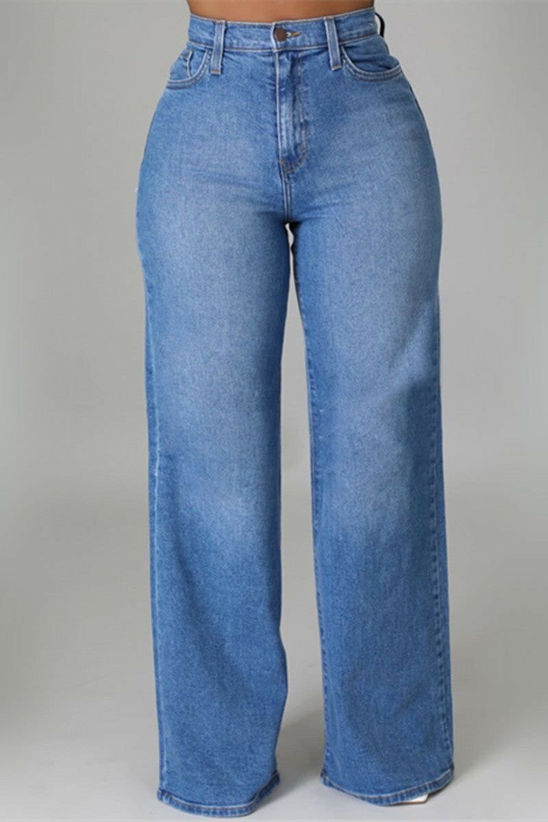 Jean large femme taille haute