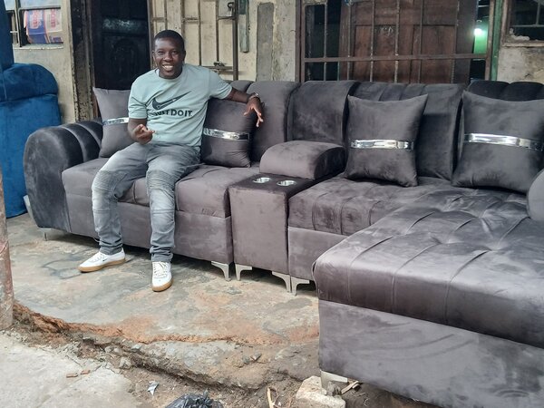 The black sofa