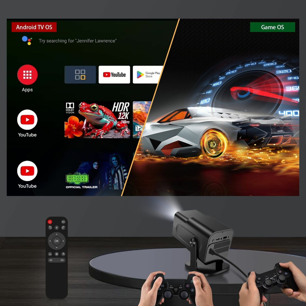 Mini projecteur Amazon vidéo de jeu 1080P 4K